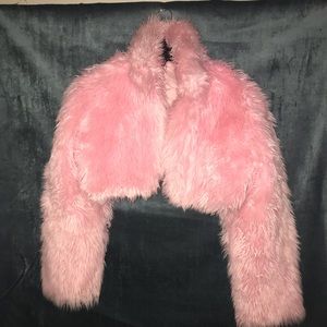 Cropped faux fur jacket